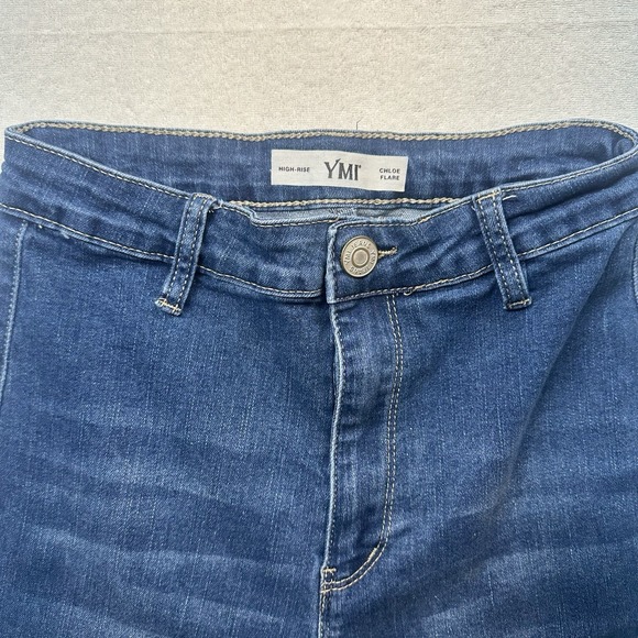 YMI Chloe High Rise Flare Jeans Women's Size 5 / 27 Blue Stretch Denim Cowgirl - Picture 7 of 15